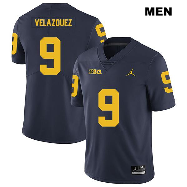 Men's NCAA Michigan Wolverines Joey Velazquez #9 Navy Jordan Brand Authentic Stitched Legend Football College Jersey PI25B11ZJ